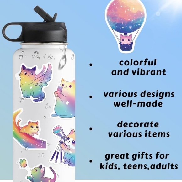 100 pc Cute Colorful Cat Sticker Set - Picture 2 of 4